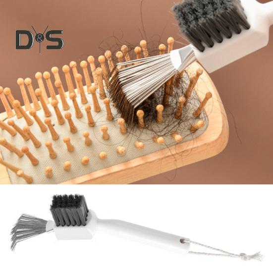2Pcs Hair Comb Cleaner Tool Stainless Steel Hair Cleaning Brush 2 in 1 Comb Cleaner Wood Handle Hairbrush Cleaning Tool