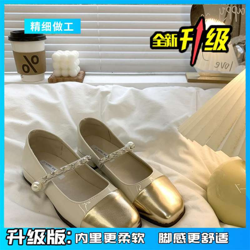 French square head shallow mouth Mary Jane small leather shoes women's 2025 summer new versatile retro thick heel with skirt single shoes