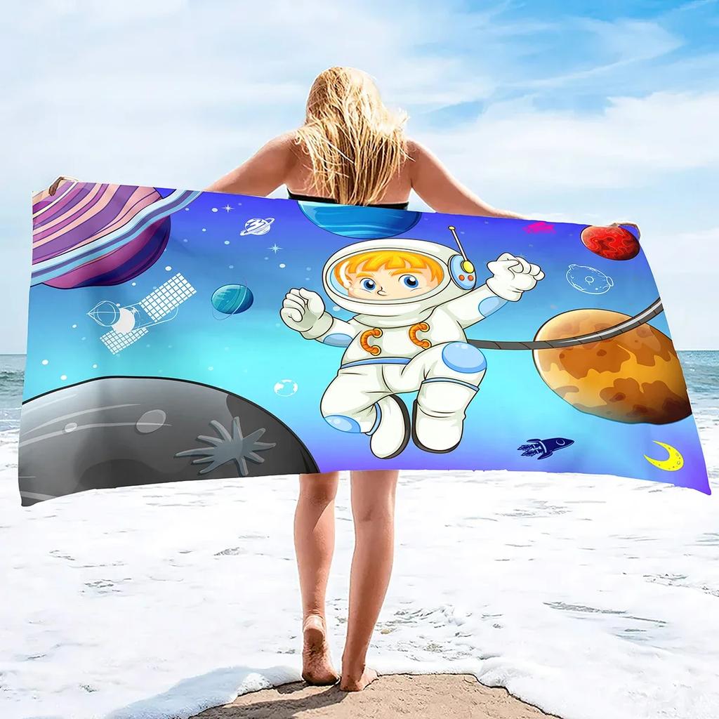 Galaxy Astronaut Beach Towel,Beach Blanket Large Microfiber Shower Bath Towels Yoga Towel,Soft Water Absorbent Beach Throw