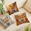 Fox Face Forest Animal Cushion Cover Durable Hypoallergenic Organic Linen Pillow Cover Short Size Washable Skin-Friendly