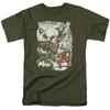 Justice League Of America Green And Red Mens T Shirt Military Green