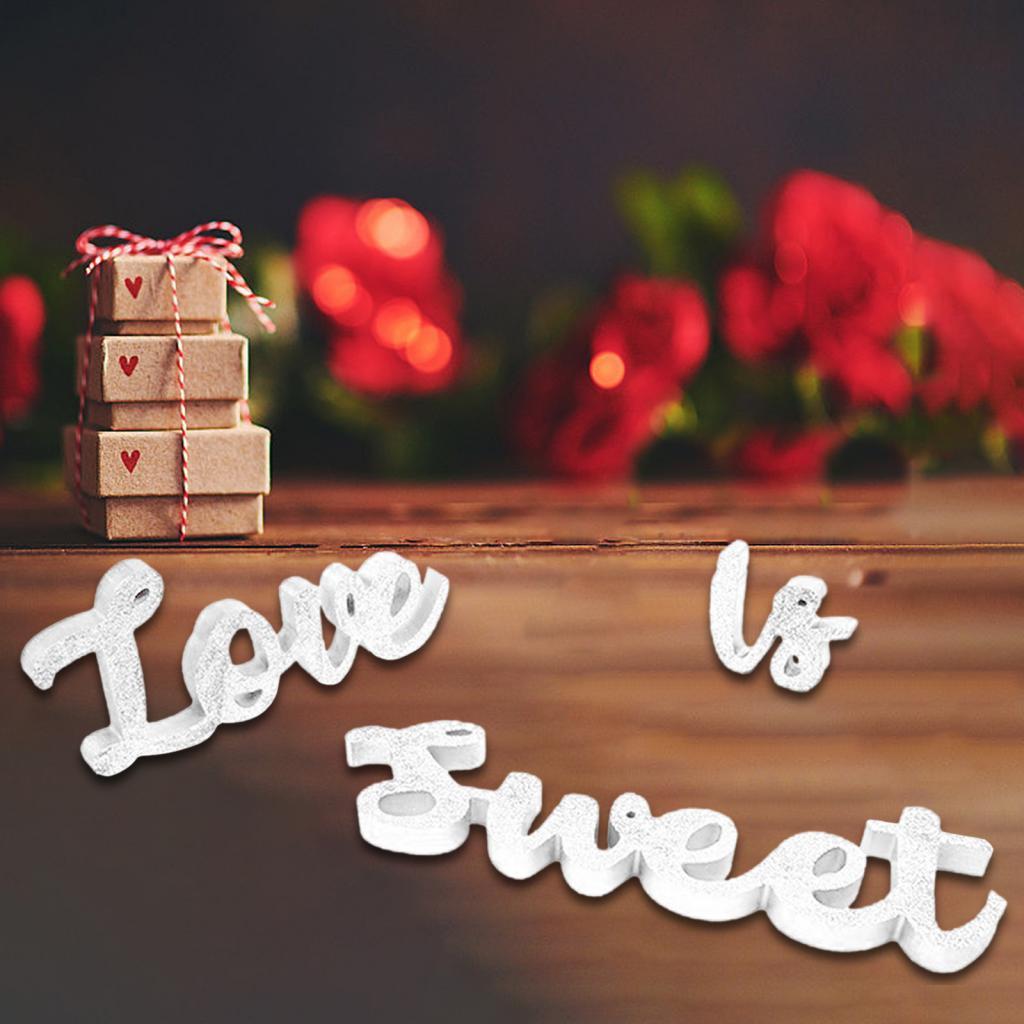 

Love IS Sweet and Heart Wooden Sign Decorative for Wedding Shelf Lightweight белый