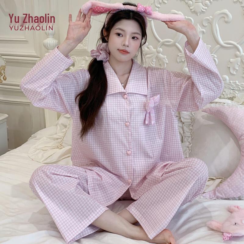 YUZHAOLIN Women s Plaid Home Pajama Set L