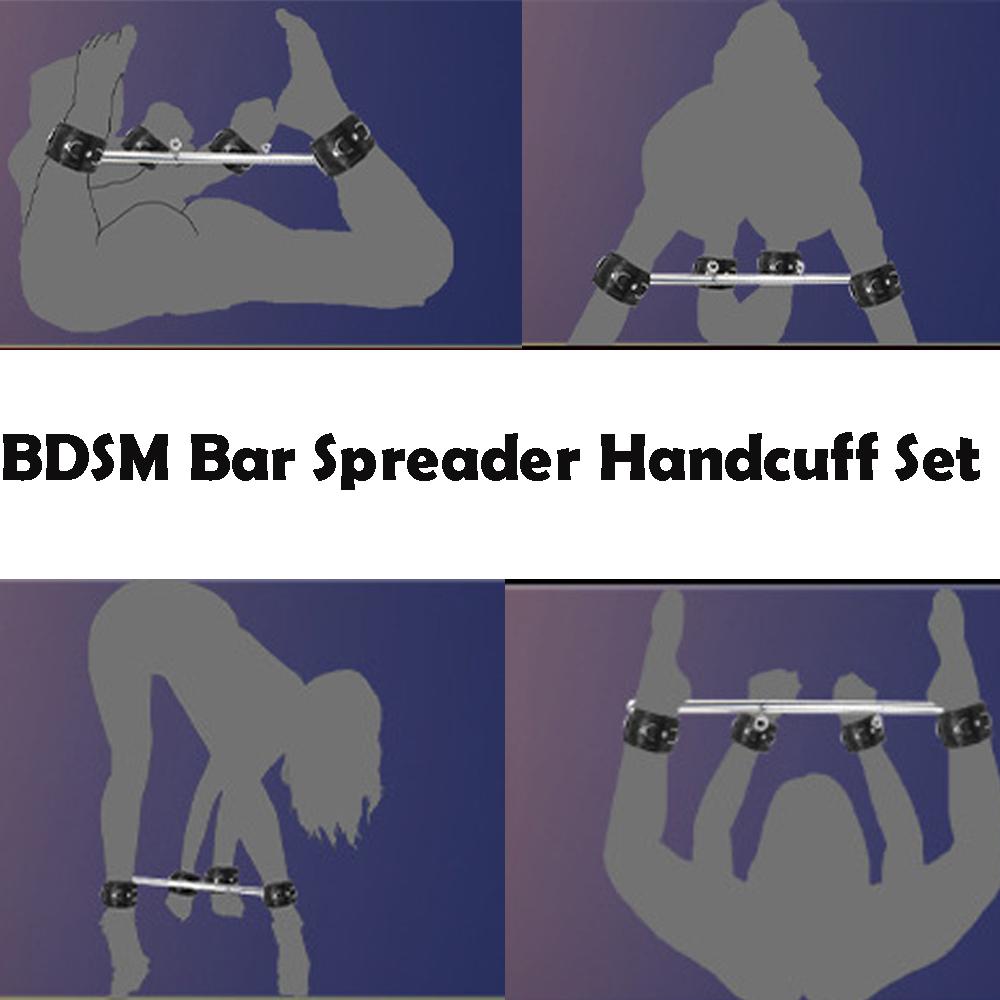 Bar Spreader Sex Toy Sexy Adult Female  Restraint Handcuffs Leg Split Ankle Cuffs Kits SM Slaves Collar Leash Open Leg Set