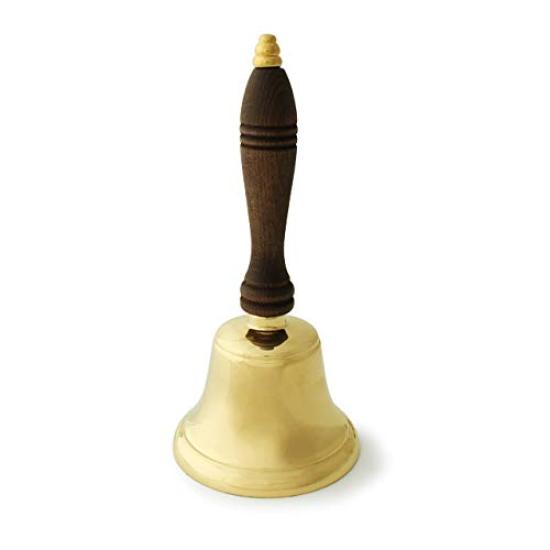 

Porter s Bell, brass doorbell with wooden bell, gold and brown, made in Italy