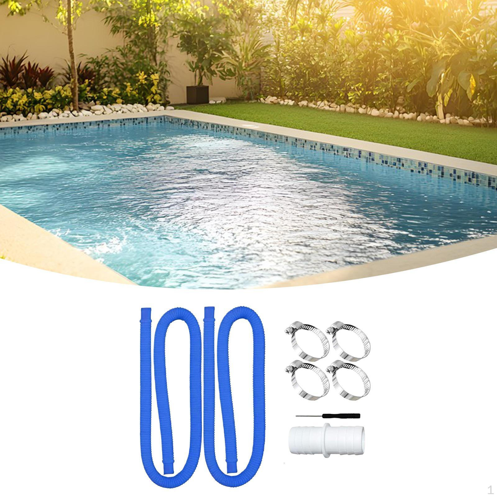 

Pool Pump Replacement Hose 100cm Accessory Interconnecting Connector with Clamps for синій