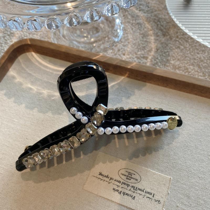 

Корейская Мода Жемчужная Большая Заколка для Волос для Женщин, Зажим-Акула, Инкрустированный Бриллиантами, Универсальный и Минималистичный