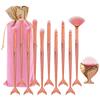 BAOQISHAN Mermaid Makeup Brush Includes Lip and Kabuki Beauty Brushes with Pink Pouch 11-Piece Set, Foundation, Powder, Cream, Eyebrow, Eyeshadow,
