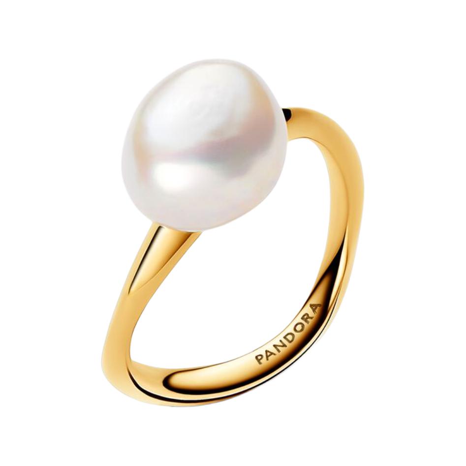 Pandora Baroque Style Freshwater Pearl Ring Women rings Gold 163293C01 Box,48