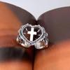 New Abbey Cross Love Ring Gothic Style Retro Niche Dyed Black European and American Style Ring