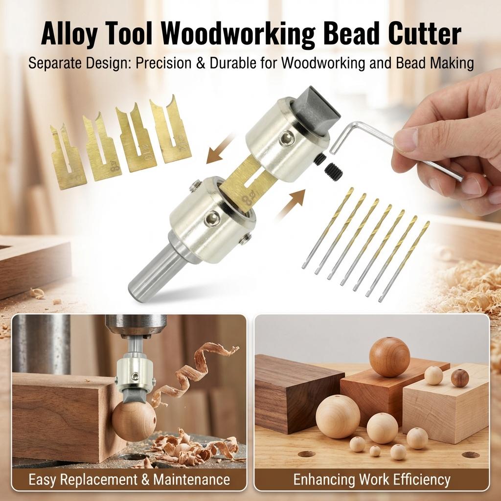 Alloy Tool Woodworking Bead Cutter Separate Design Precision Durable For Woodworking And Bead Making