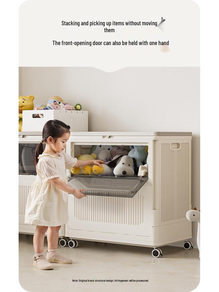 Foldable Plush Toy Storage Basket - Extra Large Flip-Top Box for Living Room