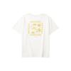 Skechers American Vintage Letter Print Loose Quick-Dry Breathable Crew Neck Pullover Short Sleeve T-Shirt Women Tops Cotton-Candy-White L224W030-0074