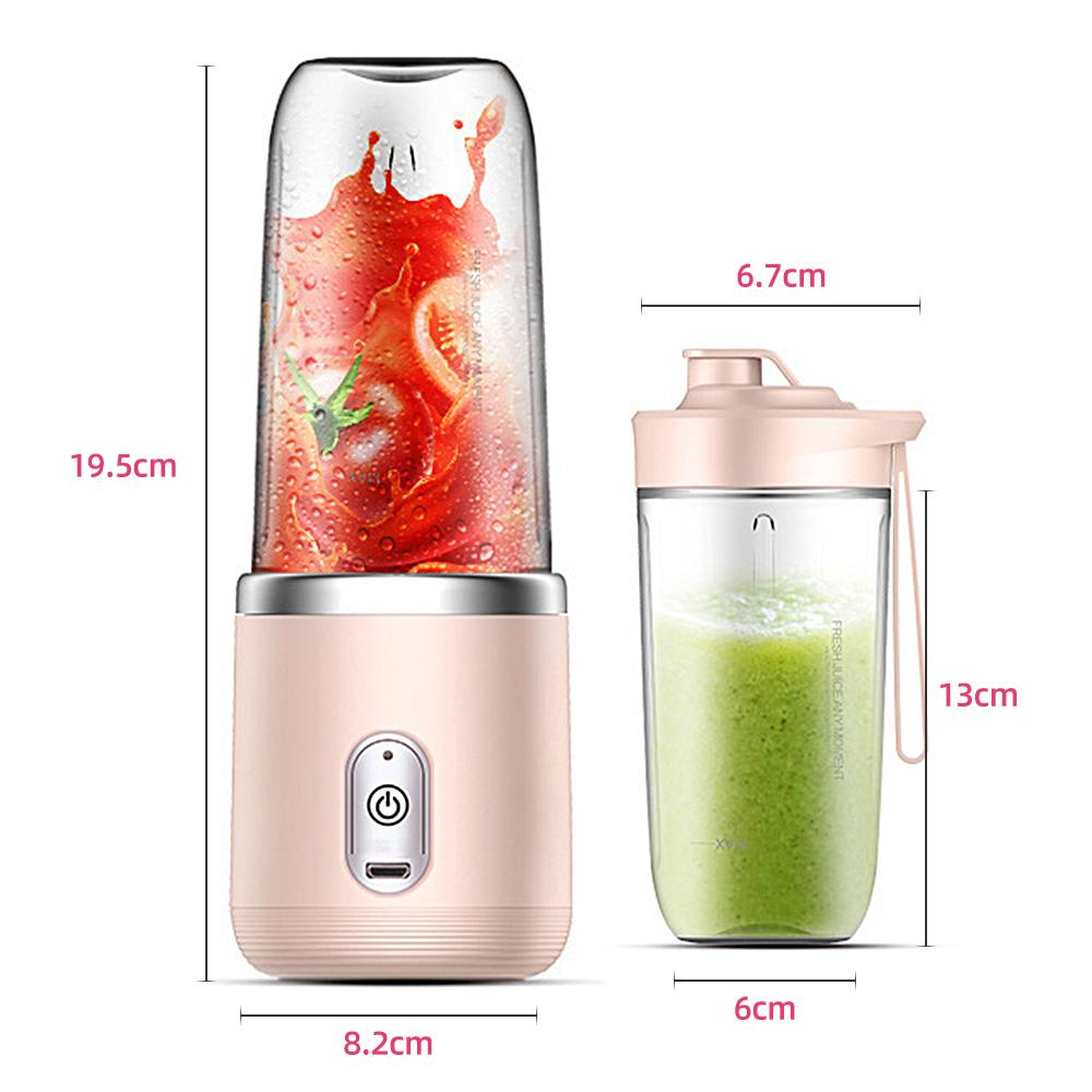 Mini mixer 40W Juice blender mini portable quick blender cup personal size rechargeable USB Double cup Pink