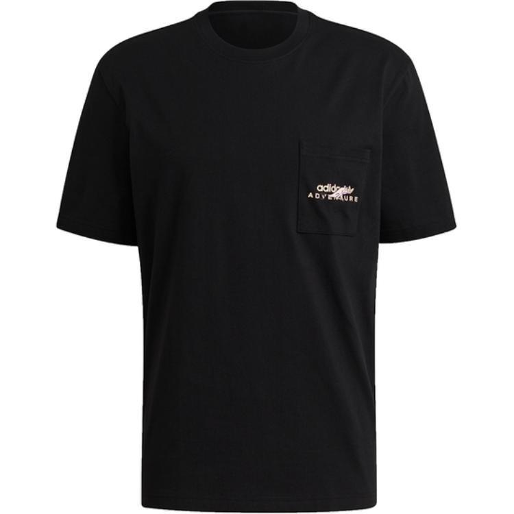 adidas originals Adv Pkt Logo Teeee Casual Sports Round Neck Breathable Short Sleeve Black Men s GN2363 S