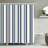 Classic Blue White Striped Shower Curtain Waterproof Bath Mat Decorative Liner Rectangular Size Customizable For Bathroom Access