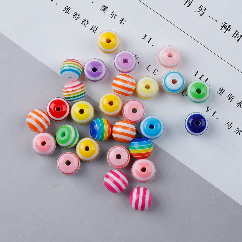 500g Stripe Resin Spacer Beads For DIY Bracelet Necklace Jewelry Making