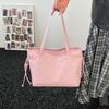 Women Korean Style Simple Solid Color Casual Versatile Pu Tote Shoulder Bag