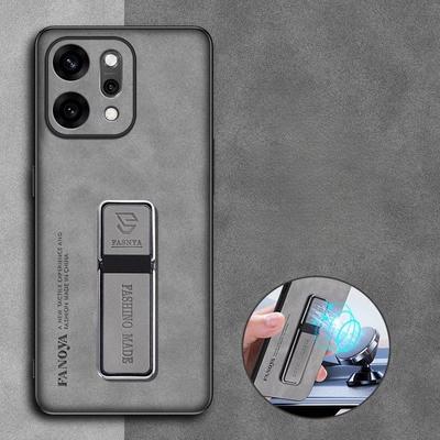 Case For Reno 14F Sheepskin Leather Magnetic Stand Holder Cover for OPPO Reno 14 Pro 14 F Wireless Charging Protection Shell