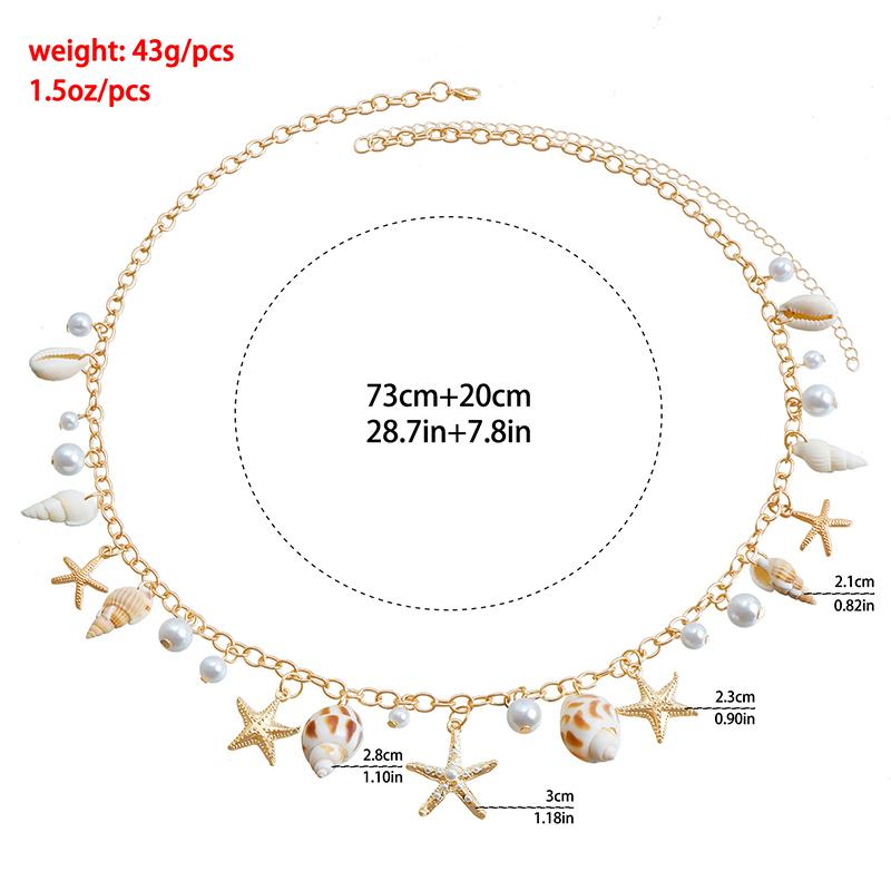 Hot Selling Monolayer Starfish Shell Pendant Hollow Out Alloy Waist Chain Beach Bikini Body Chain