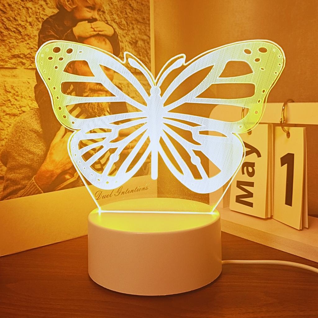 USB butterfly shaped 3D night light, soft warm light, suitable for Valentine's Day, weddings, bedroom decoration, and gifts