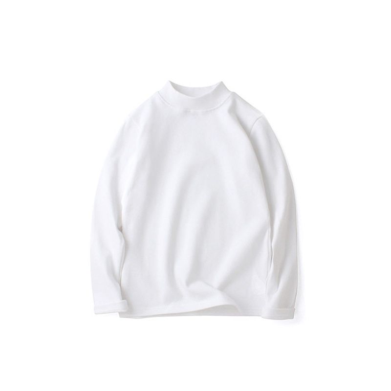 Children s Wool Rack Long-Sleeved Pure Color Half Collar Top White 150