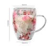 350ml Double Wall Coffee Mug With Handles Clear Milk Cups Gifts Artificial Flower Glass Cup for Milk Tea Juice Hot Cold Beverage