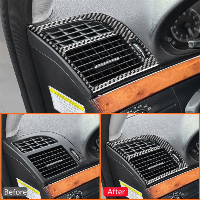 Carbon Fiber Car Dashboard Panel Left Right Air Outlet Panel Frame Decoration Sticker For Mercedes Benz E Class W211 2003-2009
