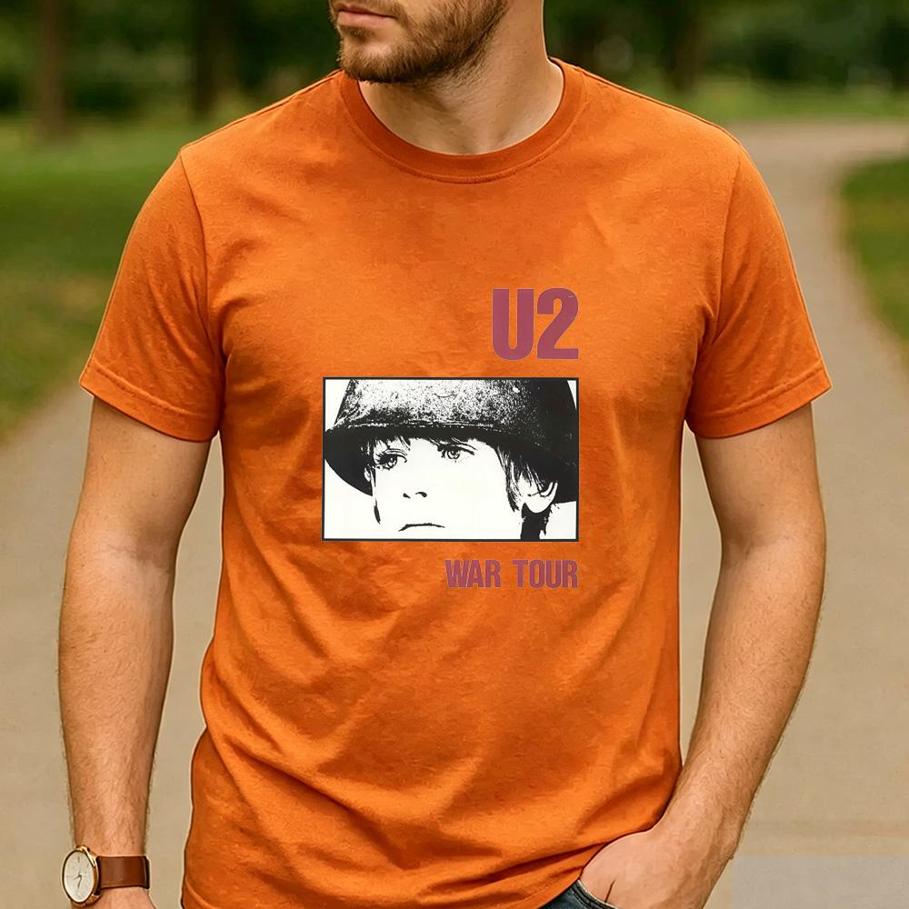 Vintage U2 War Tour Graphic T Shirt Unisex Cotton Short Sleeve Rock Band Music Fans Casual Tee Holiday Present