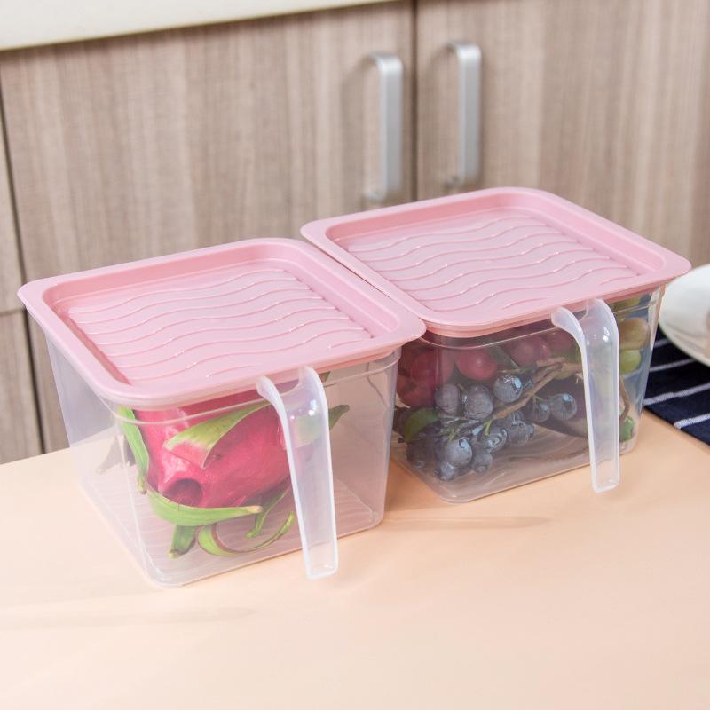 Large-capacity Kitchen Refrigerator Storage Box with Lid Handle Plastic Sealed Fresh-keeping Box Food Storage Containers