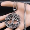 Viking Tree of Life Necklace for Women Men Stainless Steel Silver Color Knot Necklaces Amulet Jewelry collier homme NZZ393S02