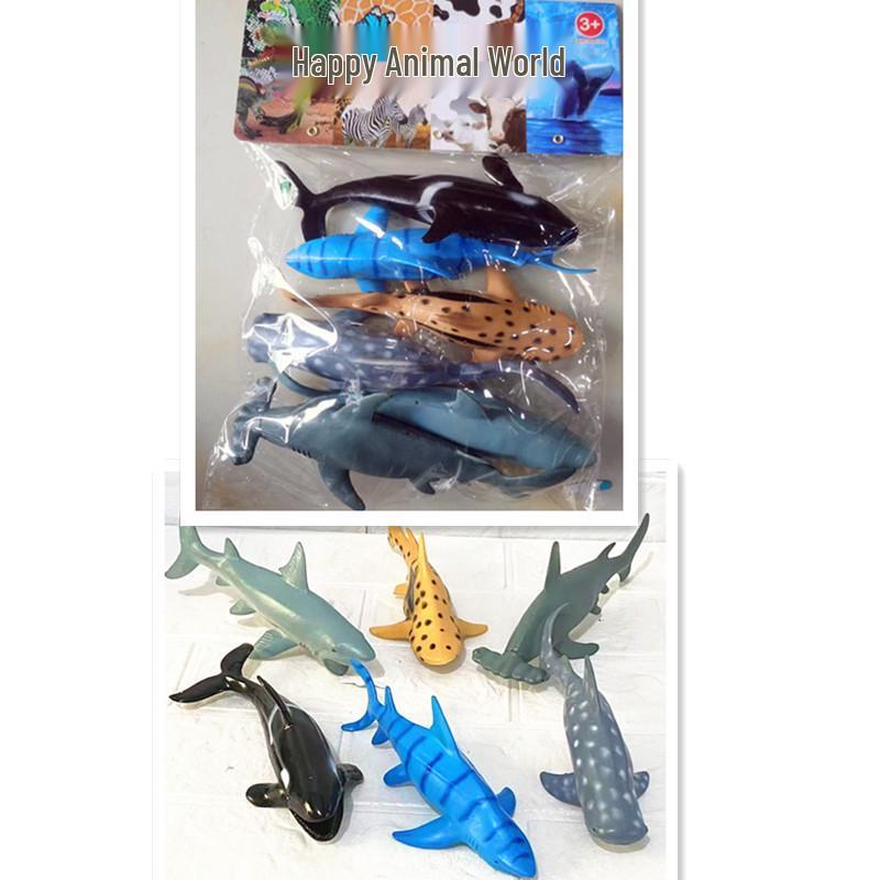 Kids' Soft Rubber Sea Animal Play Set: Turtle, Octopus, Seahorse, Shark