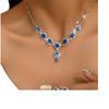 Women's Fashion Earrings Necklace 2 Jewelry Set Claw Chain Bridal Jewelry Simple Blue Birthday Party Gift
