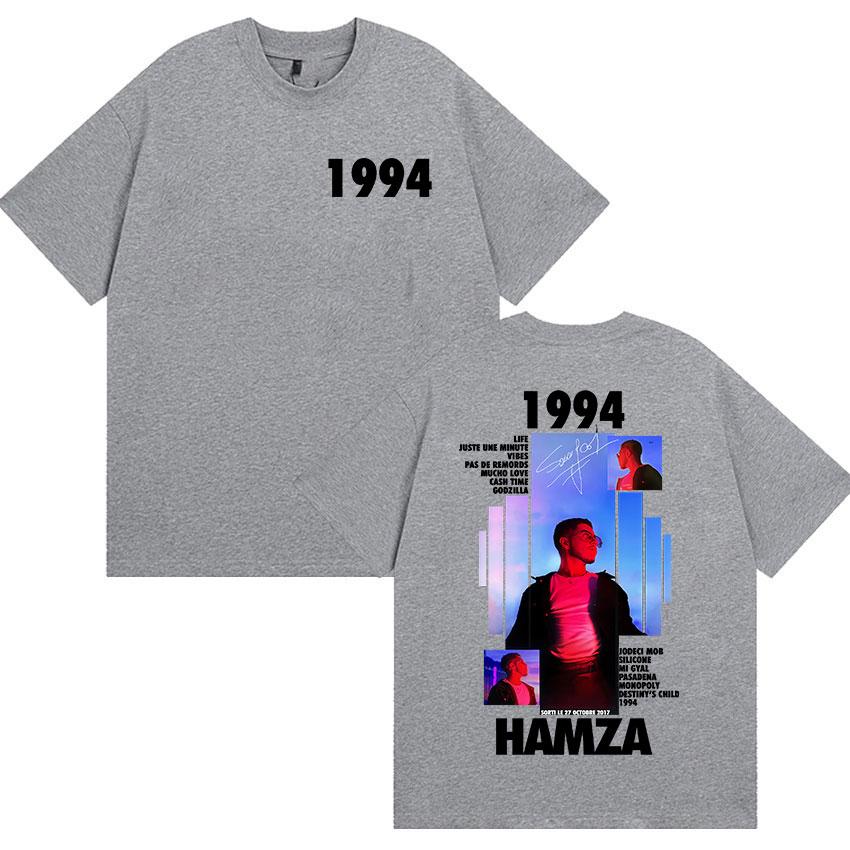 Rapper HAMZA 1994 Tour Album 2025 Summer Graphic 100 Pure Cotton Printed Tshirt Mens Retro Short Sleeve Hip Hop Clothing Y2k