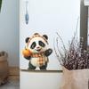Self-adhesive Panda Holding Orange Bucket Wall Stickers for Kids Room Bedroom Home Decor