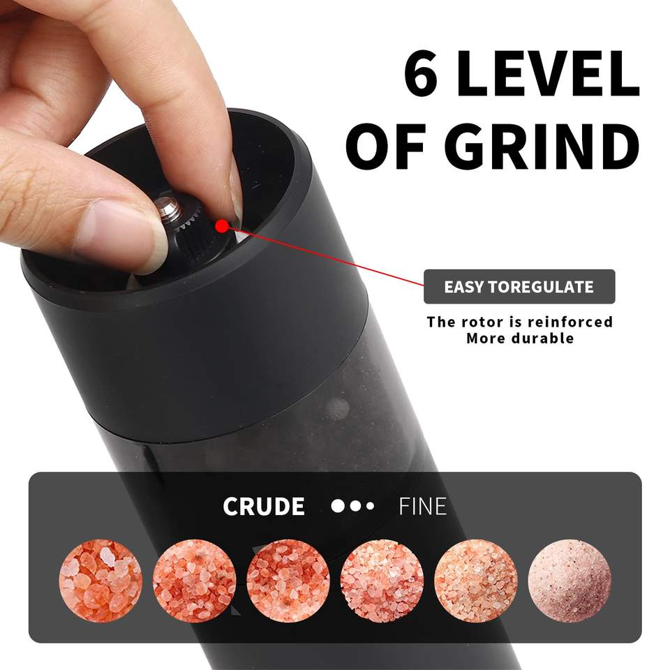 Electric Automatic Salt and Pepper Grinder Set Rechargeable With USB Gravity Spice Mill Adjustable Spices Grinder Kitchen Tools