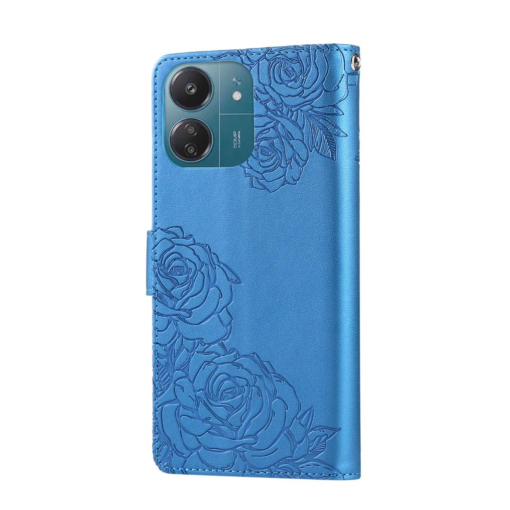 For Xiaomi Redmi 13C 4G/13C 5G/Poco C65 4G Case Rose Flower PU Leather Wallet Phone Cover with 3 Card Slots