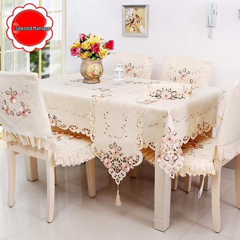 Waschbare Stoff-Tischdecke im Landhausstil mit Stickerei & Runde Klimaanlagenabdeckung