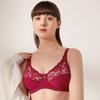 Ultra Thin Cup Gathering Sexy Lace Adjustable Bra with Steel Ring