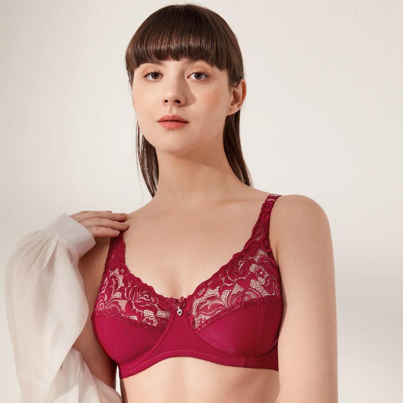 Ultra Thin Cup Gathering Sexy Lace Adjustable Bra with Steel Ring
