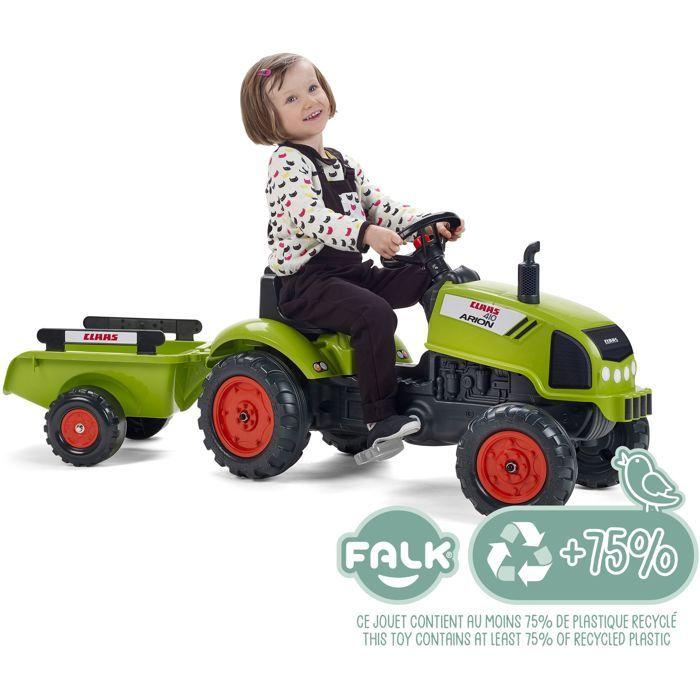 Tracteur avec remorque et capot ouvrant - FALK - Class - Des 2 ans - 100% Fabriqué en France - 75% de plastique recyclé