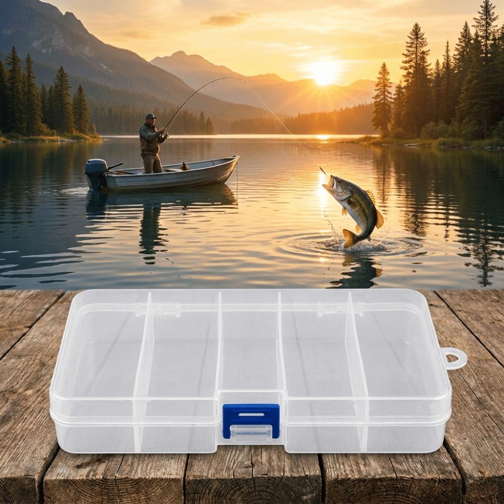 4PCS Clear Plastic Fishing Tackle Storage Box Lure Container  for Bait Hooks Storage
