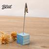 Organizzatore da scrivania per ufficio 2 pezzi Base cubica in legno Portamemo con clip Mini