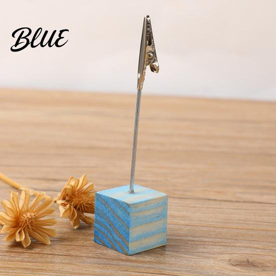 Organizzatore da scrivania per ufficio 2 pezzi Base cubica in legno Portamemo con clip Mini