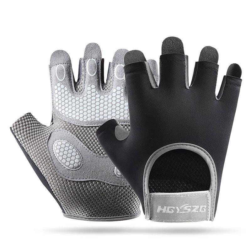 1 Par Sportshandskar Halvfinger Stötdämpande Halkfria Justerbara Kardborreband Slitstarka Unisex Andningsbara Träningscykelvantar