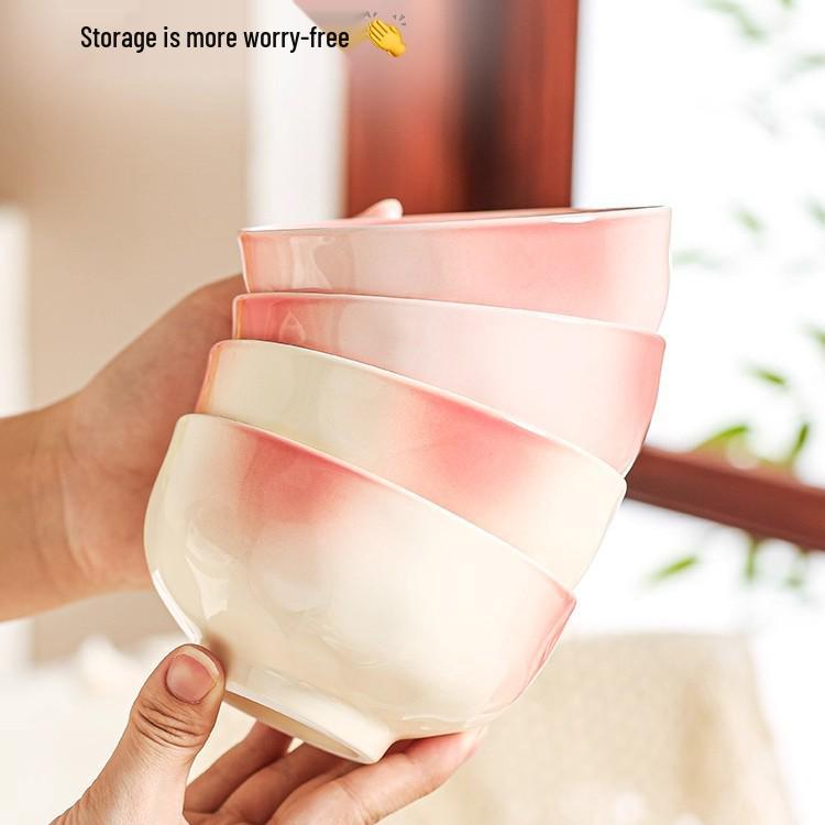 2025 Stylish Pink Ceramic Tableware Set: Elegant Plates and Deep Fruit Bowls