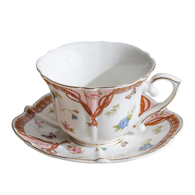 Creative Floral Phnom Penh Coffee Cup Saucer Retro European Back Flower Ceramic Cup Exquisite Medieval High-end Teacup