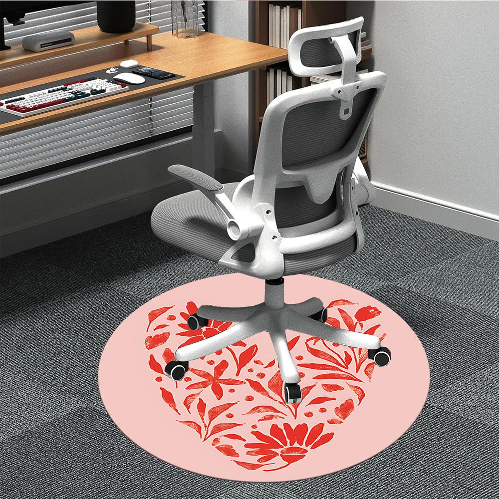 

1 шт. Круглый ковер с цветочным сердцем для офиса, коврик для помещений, подходит для офиса, под офисные стулья, спальни, гостиной, домашнего декора190 80cm by 80cm