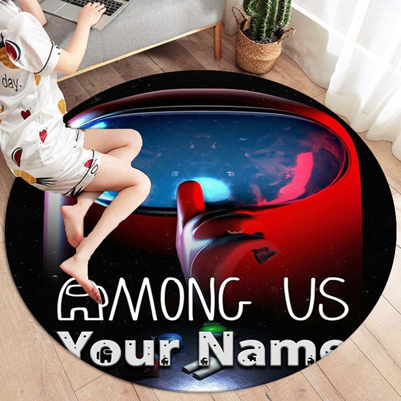 Among Us Custom Name Round Area Rug,Carpet Rug for Living Room Bedroom Sofa Playroom Decor,Non-slip Floor Mat