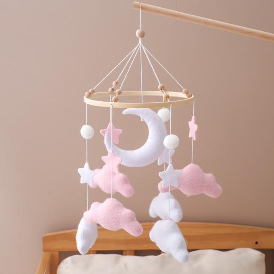 Baby Cloud Mobile for Crib Handmade Felt Nursery Decor with Stars Moon Soft Stroller Hanging Toy Gift for Boys Girls